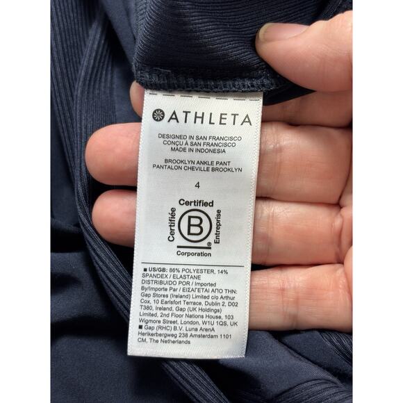 Athleta Brooklyn Ankle Pants Navy Blue 4 Pull On Pockets Stretch Lightweight - Picture 3 of 11